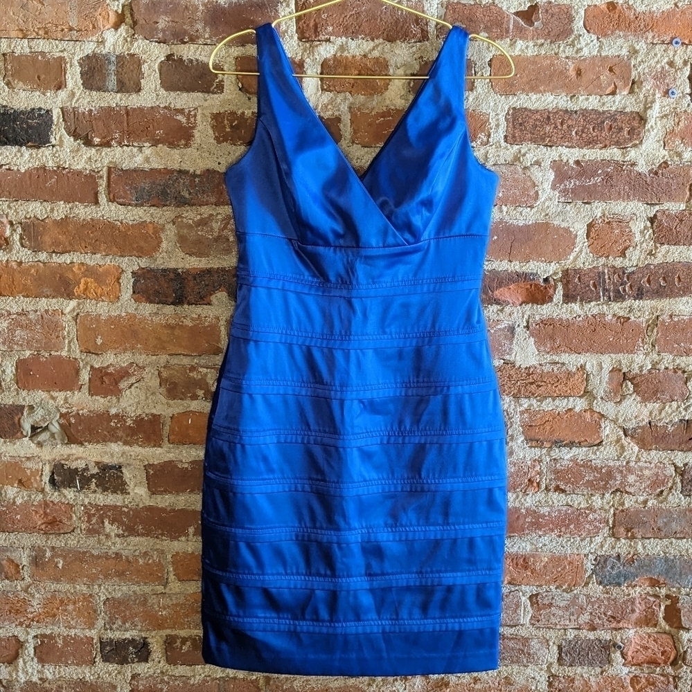 American Livingβ Size 6 Blue Sleeveless Fitted Dress